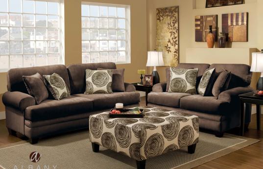 Image of a Groovy Beige Sofa & Loveseat