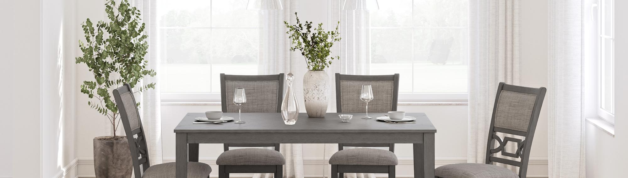 Wrenning 6 Piece Table Set with Bench Gray