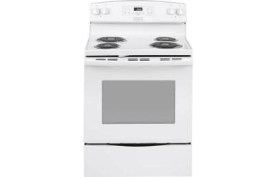 image of an affordable white electric stove