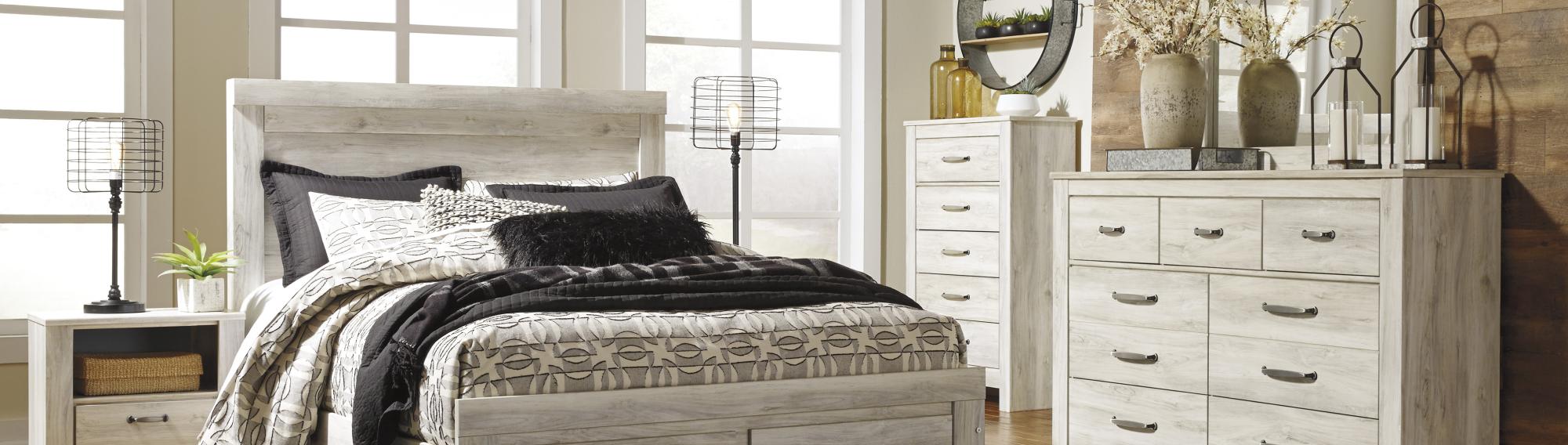 Image of a fully furnished bedroom with an affordable adult bed