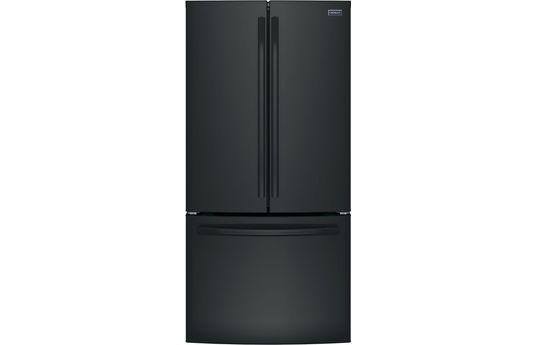 image of an affordable double door refrigerator in the color black