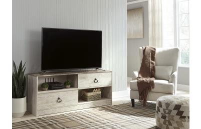 image of affordable entertainment center with a TV on it