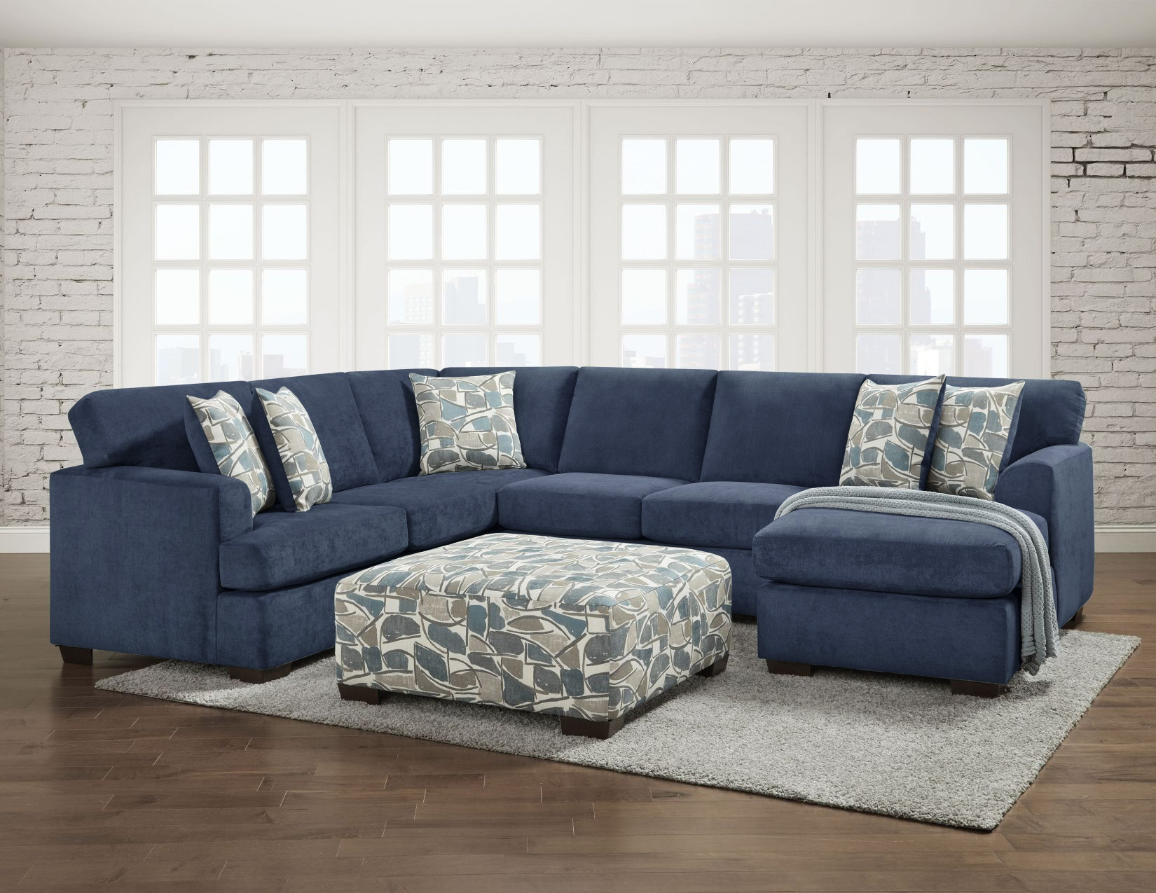 Blue  Sectional at Superior Rent To Own.